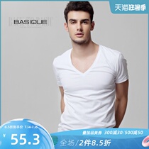 Yuanben Xinjiang cotton summer mens short-sleeved T-shirt Mens slim half-sleeve base dark white comfortable trend casual wild