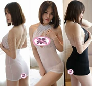 Nửa sương ren mở ngực váy túi hip váy trong suốt váy mini chồng váy váy vợ quan điểm ngoài trời bị rò rỉ váy