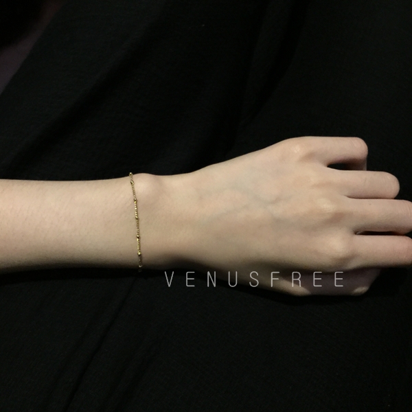 VF thủ công tùy chỉnh Hoa Kỳ nhập khẩu vàng 14K đậu Hà Lan tốt vòng đeo tay vòng cổ chuỗi xương đòn có thể được tùy chỉnh - Vòng chân vòng đeo chân cho nữ