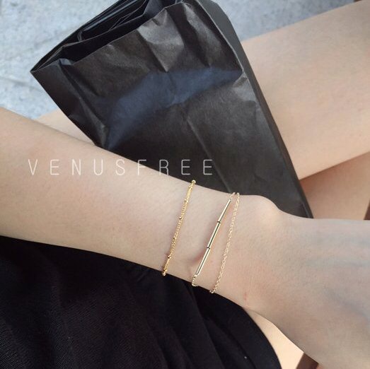 VF thủ công tùy chỉnh Hoa Kỳ nhập khẩu vàng 14K đậu Hà Lan tốt vòng đeo tay vòng cổ chuỗi xương đòn có thể được tùy chỉnh - Vòng chân vòng đeo chân cho nữ