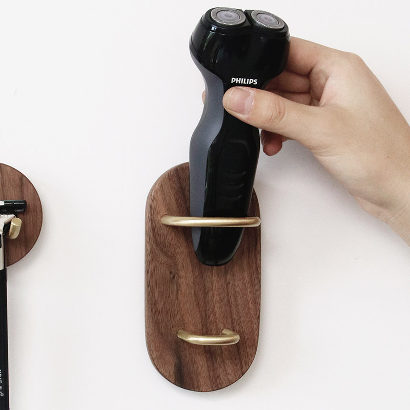 Nordic electric razor black walnut shaved bearder hanging bathroom frame without punching