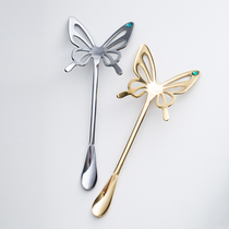 Japan imported elfin metal stainless steel butterfly mixing spoon simple cute couple coffee stick