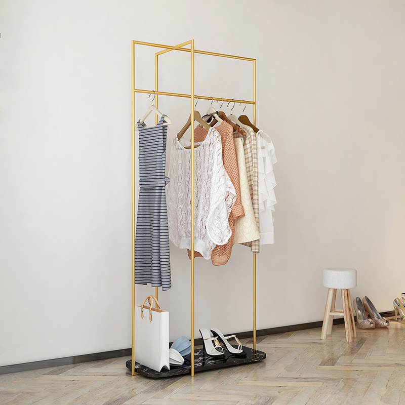 Light Luxury Iron Art Clothing Rack Marble Landing Clothes Hat Rack Clothing Display Rack Bedroom Hanging Hanger Nordic