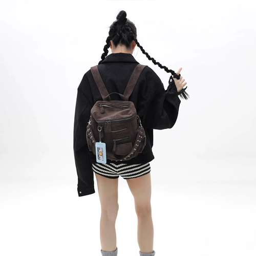 Цензура / оригинальный Lis Lincoln Suede Brown Wild Mailalard Pocket Rivet Motorcycle рюкзак