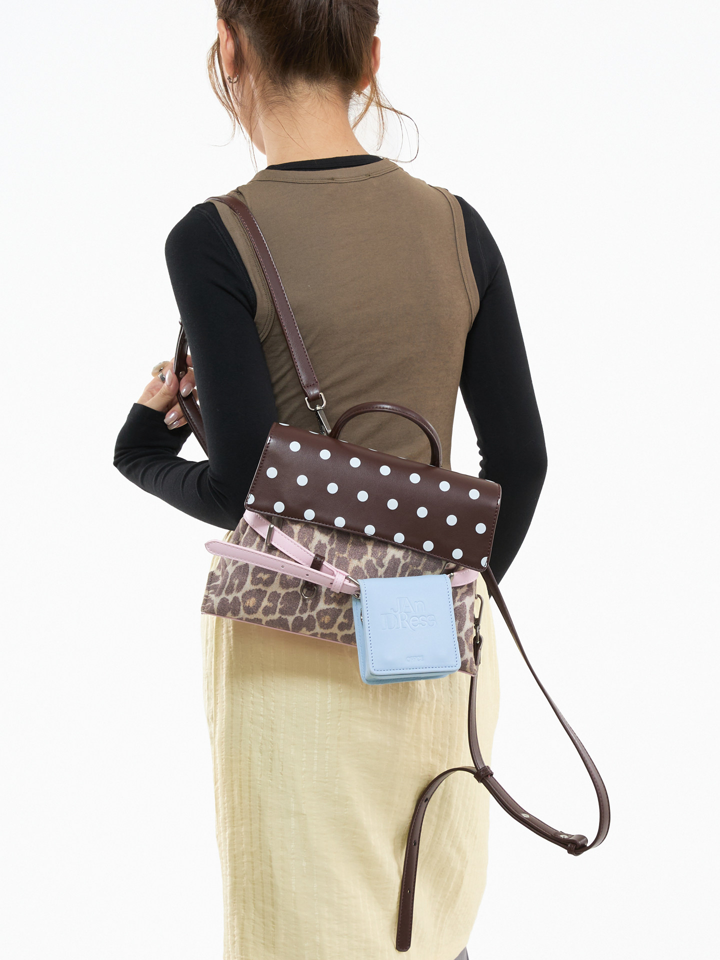 JANDRESS Brown Leopard Magnetic Snap Backpack
