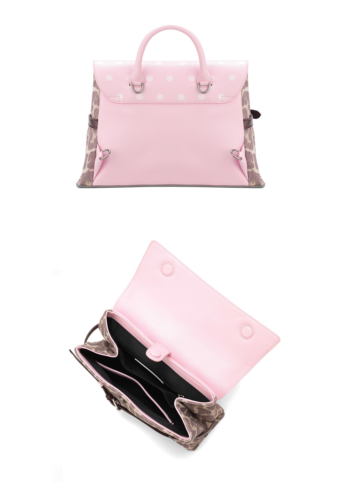 JANDRESS Pink Leopard Print Magnetic Snap Backpack