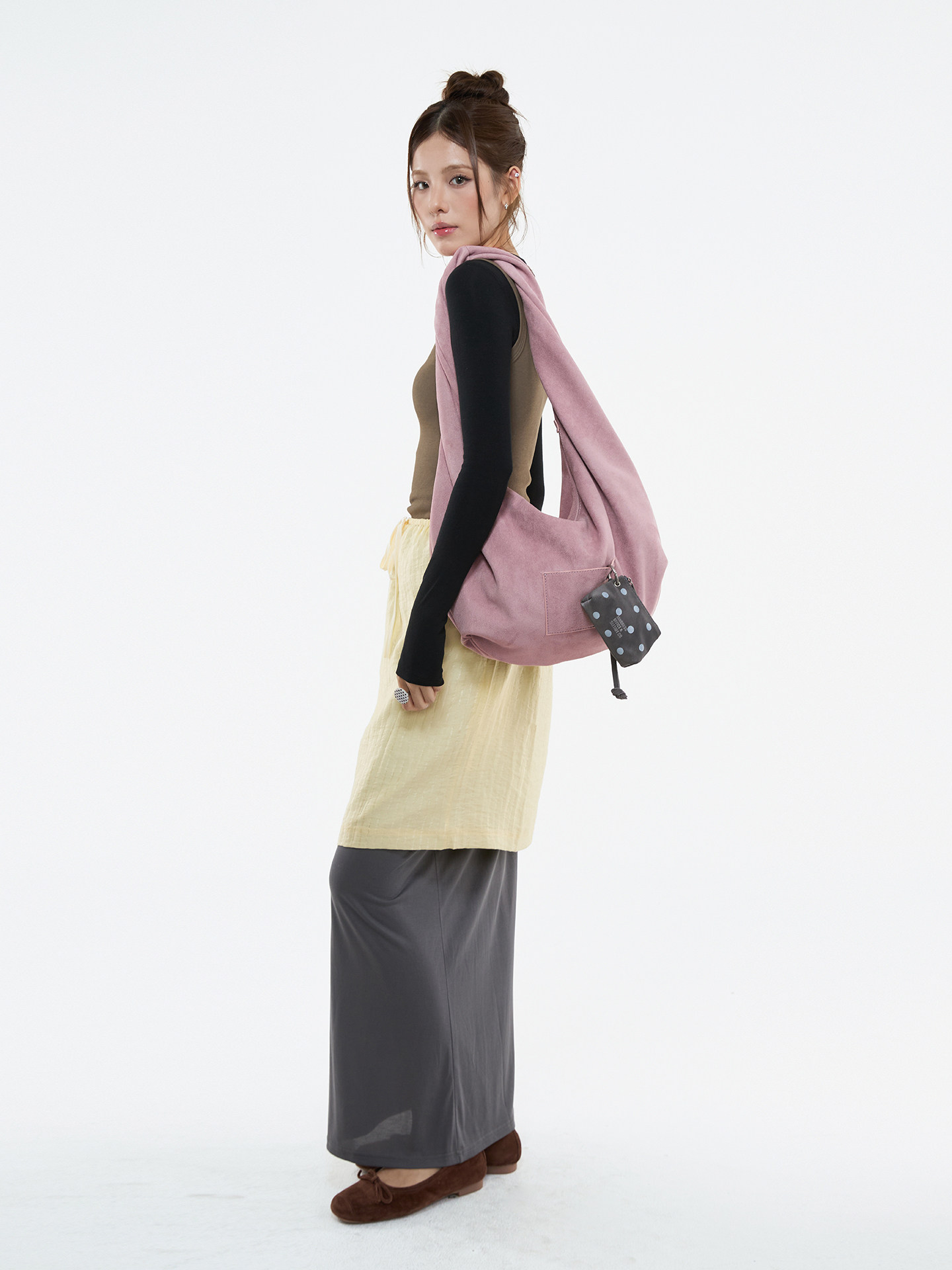 JANDRESS Mochi Pink Faux Leather Zip-Top Underarm Bag