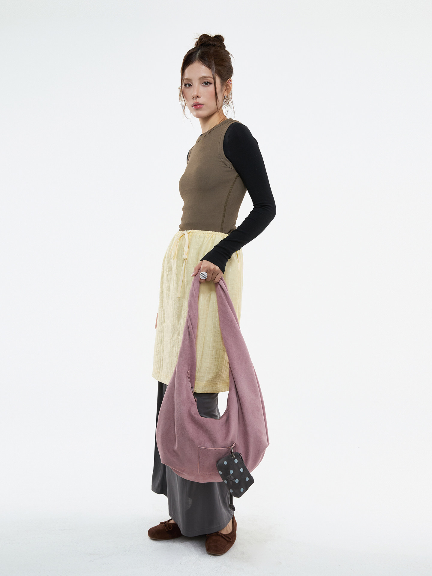 JANDRESS Mochi Pink Faux Leather Zip-Top Underarm Bag