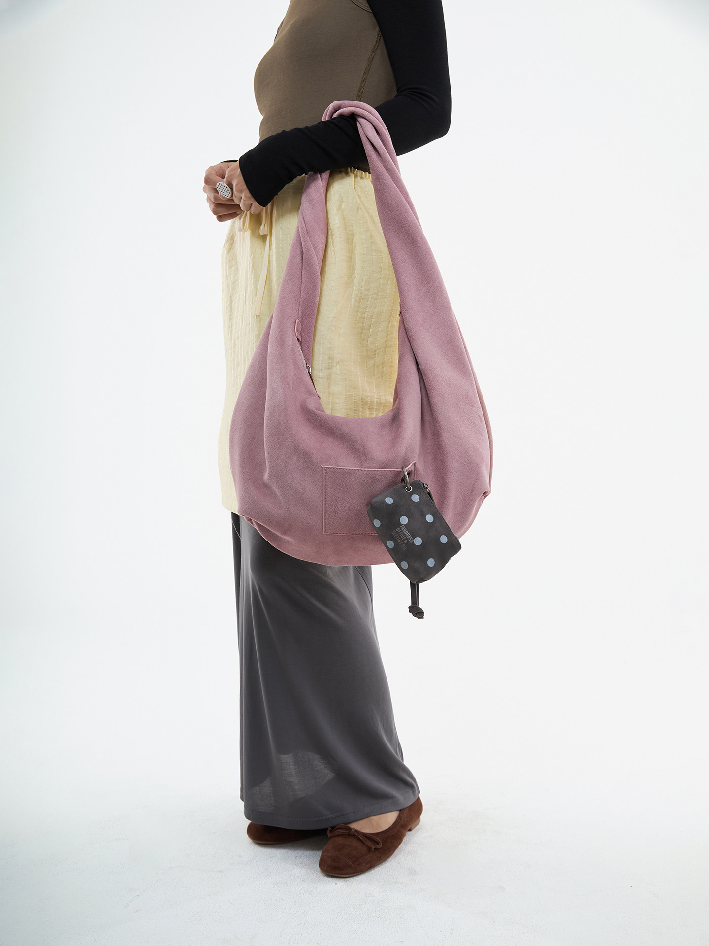JANDRESS Mochi Pink Faux Leather Zip-Top Underarm Bag