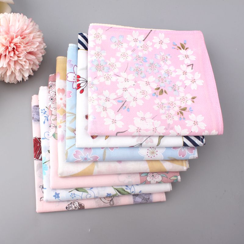 Printed Women's Pure Cotton Handkerchief, All-Cotton Handkerchief, Large Size, Ultra-Thin, Soft and Sweat-Absorbent, Old-Fashioned and Nostalgic Fashion