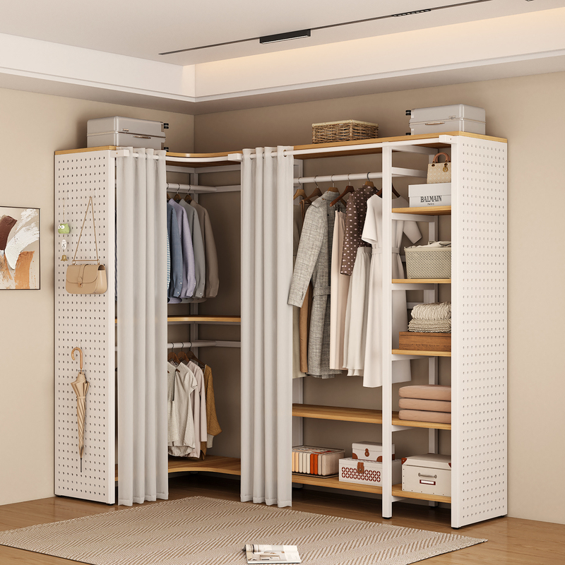 Clothes Rack, Floor-Standing, Bedroom, Dust-Proof Curtain, Multi-Functional Combination, Home Storage, Cloakroom, Room Storage Rack, Integrated