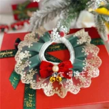 Рождественский чокер с бабочкой, плетеный слюнявчик, колокольчик, шарф, кот, домашний питомец