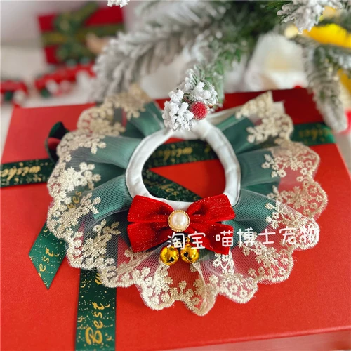 Рождественский чокер с бабочкой, плетеный слюнявчик, колокольчик, шарф, кот, домашний питомец