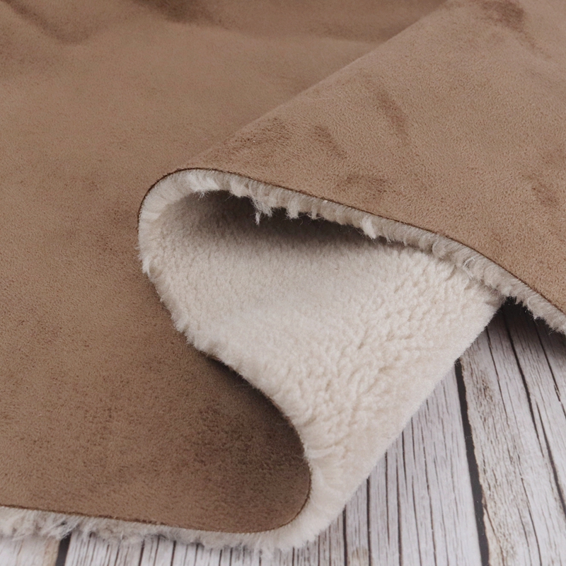 Camel-Colored Lambskin Suede Imitation Fur Integrated Winter Warm Coat Fabric Clothing Handmade Material 1m Free Shipping