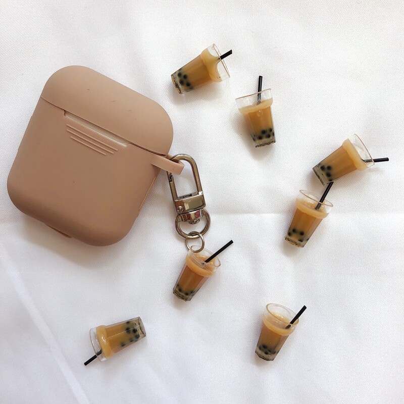 ins the same pearl milk tea airpods pendant keychain pendant