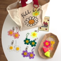 Korea Ins explosive color acrylic sun flower airpods hanging key chain bag pendant
