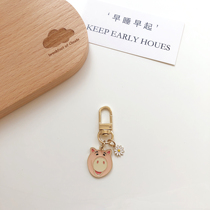 A cute little piggy head airpods pendant key button wrap bag zipper pendant