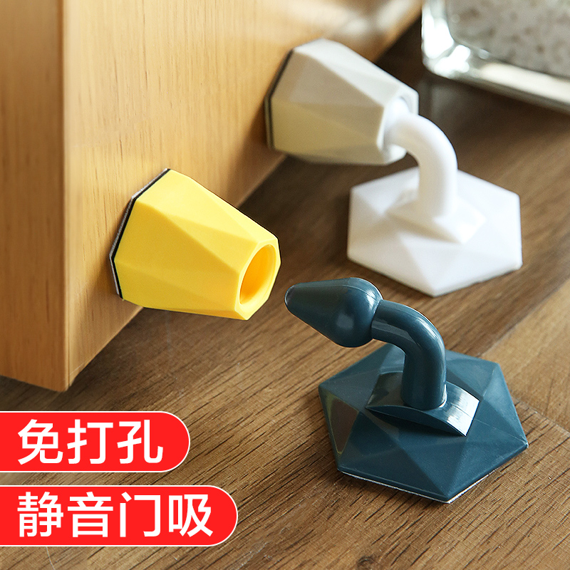 Non-perforated door suction plastic door hook Bathroom mute cushion Rubber floor suction touch suction door damper