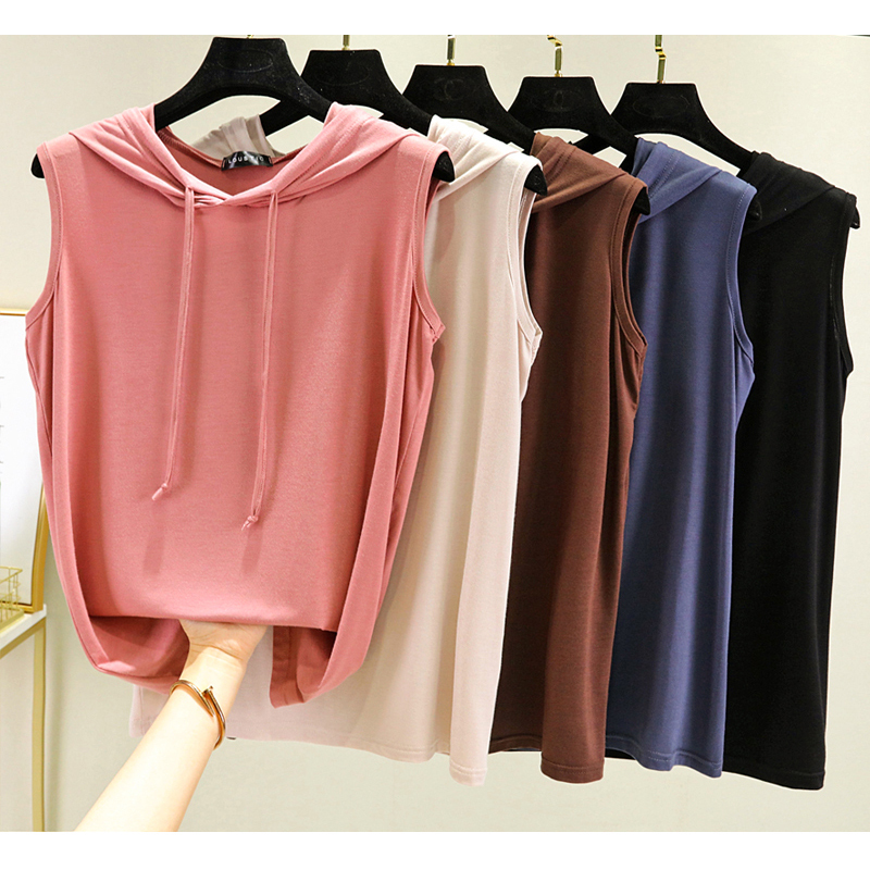 Hooded Camisole for Women, Stylish and Versatile for Summer, Can Be Worn as an Inner Layer or Outerwear, Sleeveless Modal Base Shirt