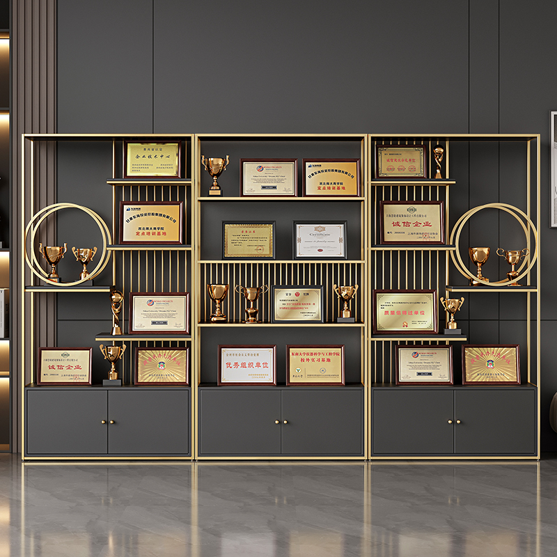Honor Wall Display Rack, Product Display Cabinet, Bookshelf, Floor-Standing Office Medal, Trophy, Certificate Display Rack