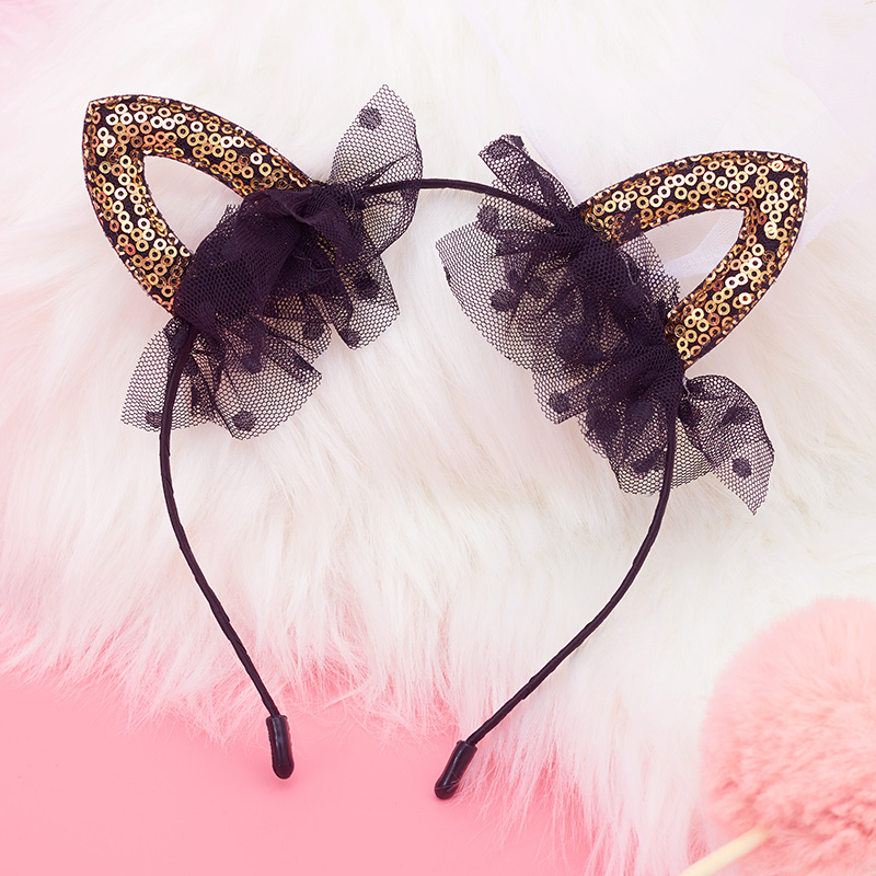 Cute black cat ear haircut adult headwear hair accessories selling cute deer corner hair stirrup Hairpin Girl