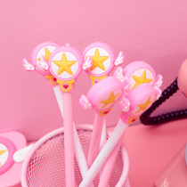 Cute Teenage Girl Stationery Small Cherry Star Sceptic Pen Water Pen Magic Wand Wings Star Sign Pen Black