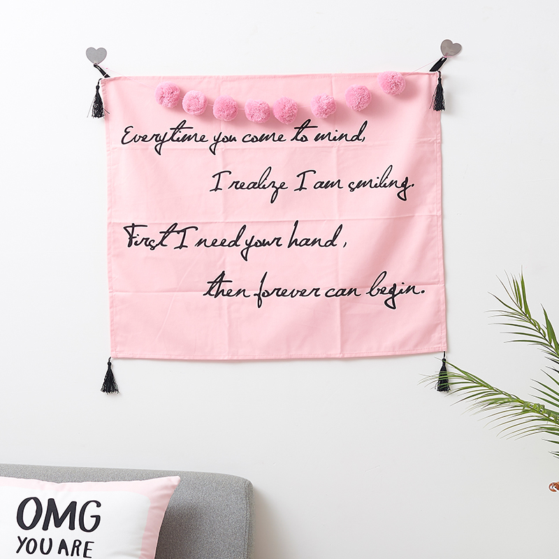 Pink hair ball string ornaments with pendant ins Korean style girl series anchor background girl heart room decoration