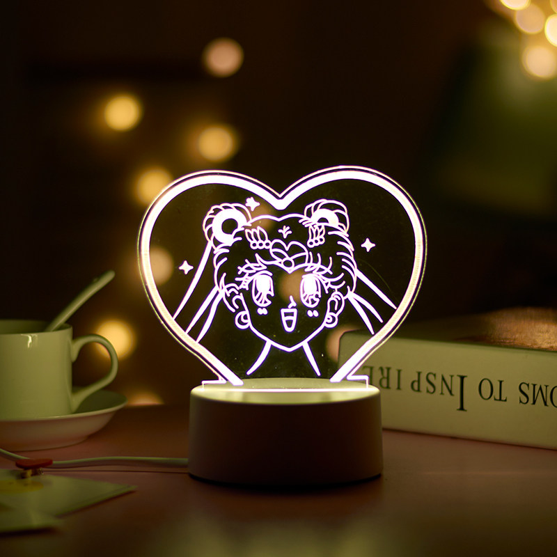 South Korea Girl Hearts Loving Room Decoration LED Tables Lights Beauty Less Female Warrior Little Nightlight Props Swing Presents