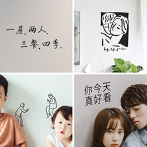 Nordic ins English word girl heart Bedroom wall sticker Room layout decoration Dormitory net Red wallpaper sticker Self-adhesive