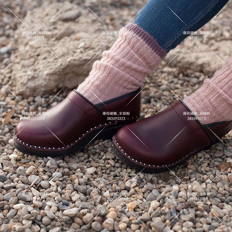 Troentorp Bull skin Retro with round head in a male and female neutral lazy shoes Clog