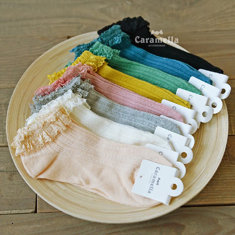 6 Double Caramella Day Department Candy Lace Lace Floral Lace All-cotton Striped Female Short Socks Cotton Socks Oxford Shoes Mix