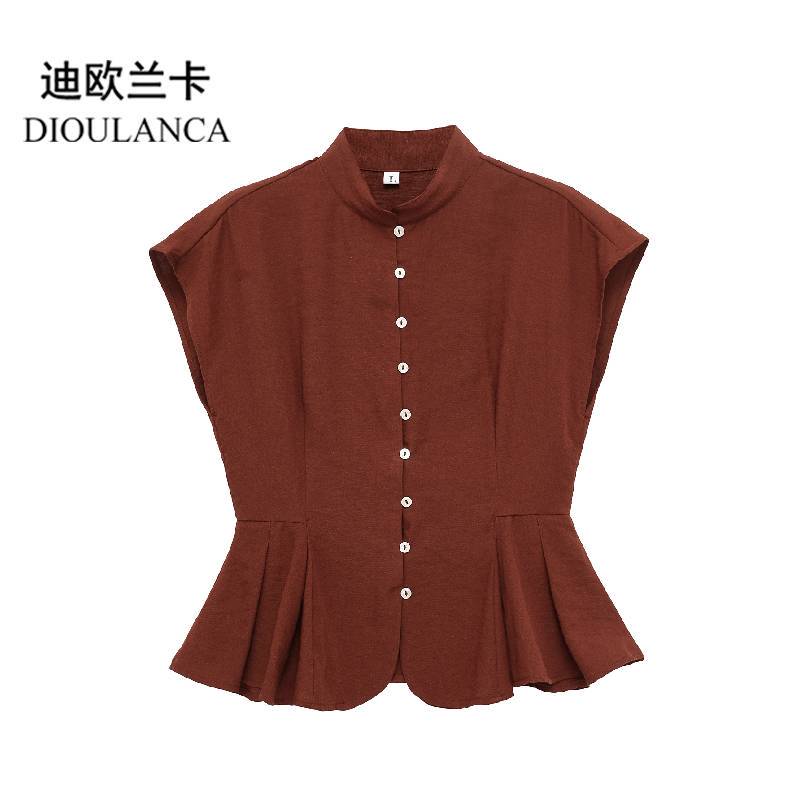 Dioulanca European and American Style Foreign Trade Women's Clothing New Elegant Sleeveless High-Neck Short Skirt-Style Shirt Trendy 2610769 Dioulanca European and American Style Foreign Trade Women's Clothing New Elegant Sleeveless High-Neck Short Skirt-Style Shirt Trendy 2610769