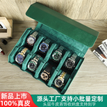 Top-grain cowhide high-end retro crazy horse leather watch storage and display famous watch collection box can be customized in a pack of 24 pieces