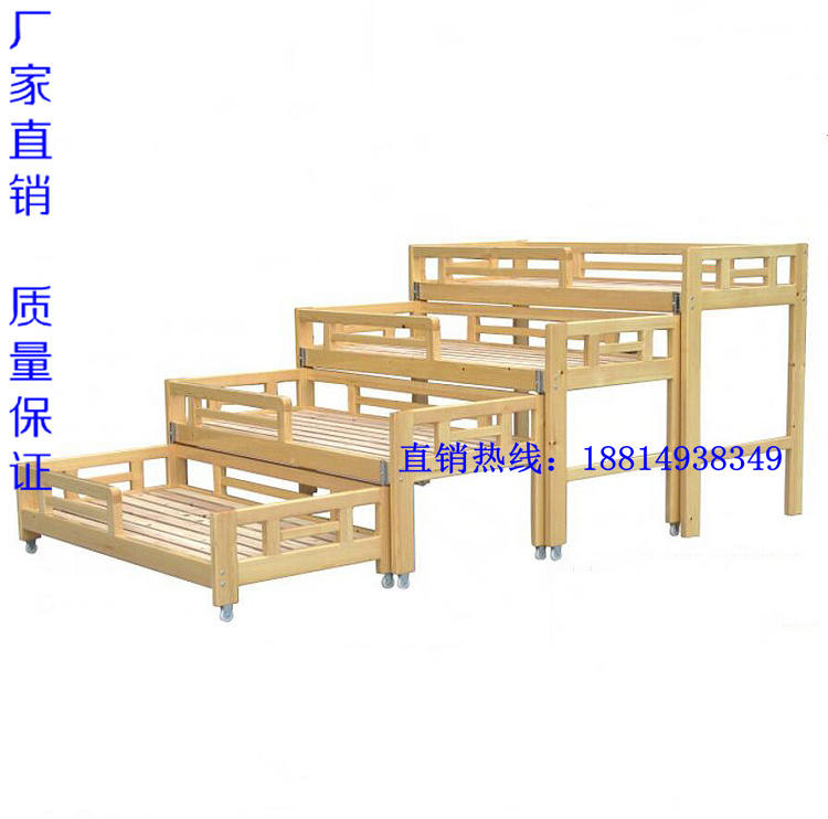 Factory Direct Selling Center Folding Bed Preparatory Bed Children Wooden Four Floor Push-Pull Bed Multiple Bed Drawer Bed