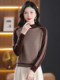 New Color-Blocked Wool Sweater for Women, Winter Thickened Half-High Collar Loose Knit Base Shirt, Stylish and Elegant Women's Sweater