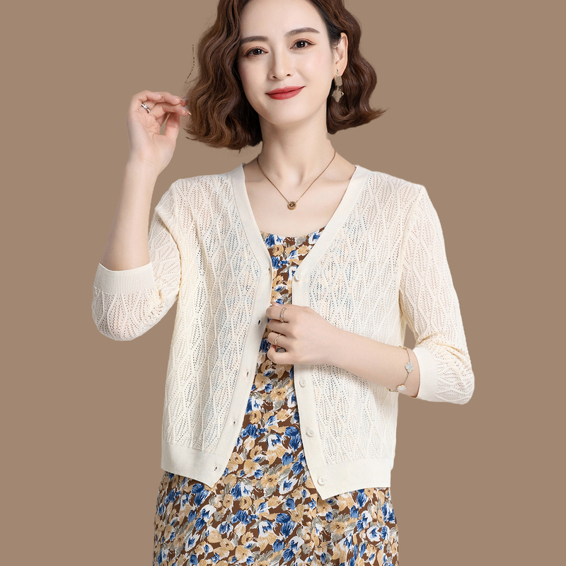 Silk Cardigan Knitwear for Women, Summer Thin Loose Shawl, Ice Silk Jacket to Pair with Dresses