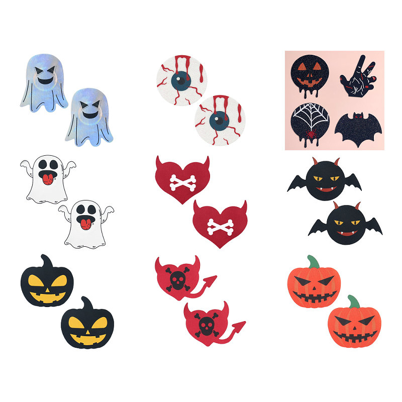 New Halloween Quirky Chest Stickers Ghost Self-Adhesive Disposable Party Breast Stickers Pumpkin Bat Devil's Hand New Halloween Quirky Chest Stickers Ghost Self-Adhesive Disposable Party Breast Stickers Pumpkin Bat Devil's Hand