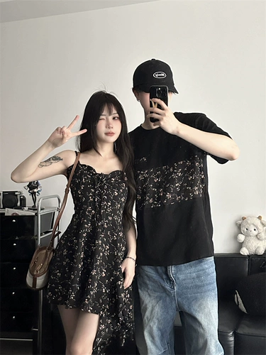 Летняя парная одежда для влюбленных, юбка, футболка, платье, французский стиль