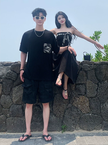 Летняя парная одежда для влюбленных, юбка, ретро платье, мини-юбка, футболка с коротким рукавом, премиум класс