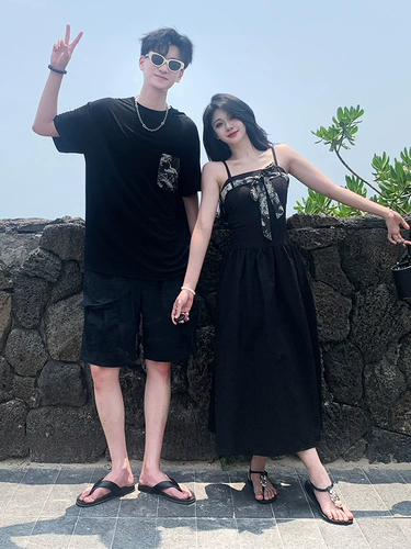 Летняя парная одежда для влюбленных, юбка, ретро платье, мини-юбка, футболка с коротким рукавом, премиум класс