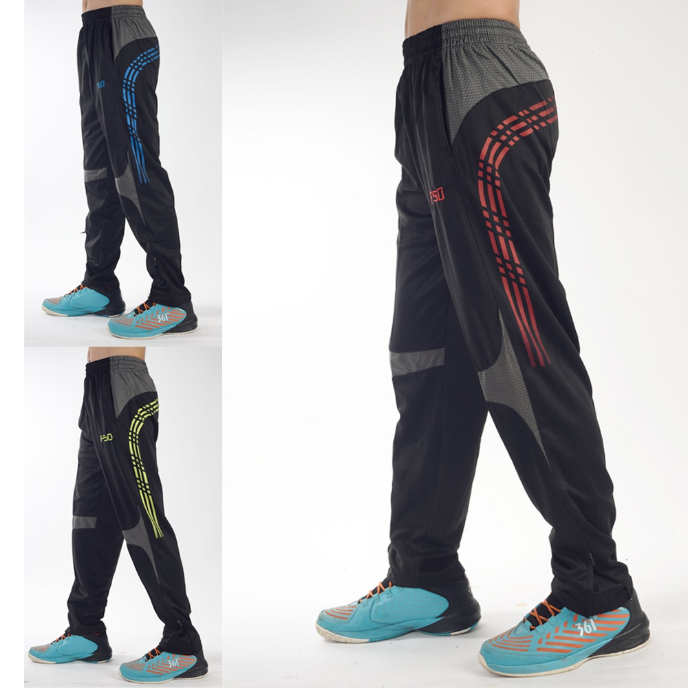 Casual cycling pants men's training football trousers training pants leg tight zipper pants track and field black sports pants