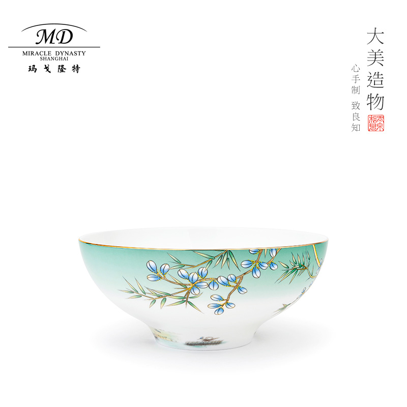 Margolonte Soup Bowl Bone China 9 Inch Large Size Pull Noodle Bowl Home Dining Room Chinese Light Lavish Ceramic Salad Bowl Cutlery