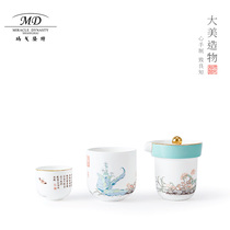 Margolontedoyunxuan Butterfly Dance Kongfu Tea Tea Cup Bone Porcelain Portable Travel Fit Mini Home Chinese Brief