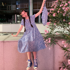 Real price Korean loose and thin Floral Dress + bag