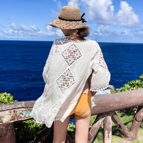 Miss Mo Sui seaside sunscreen beach cardigan bathing suit outside hollowed out sweater sunscreen female summer