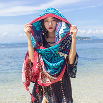 Desert scarf sunscreen shawl summer Qinghai tourism photo silk scarf seaside vacation wild super large gauze beach towel