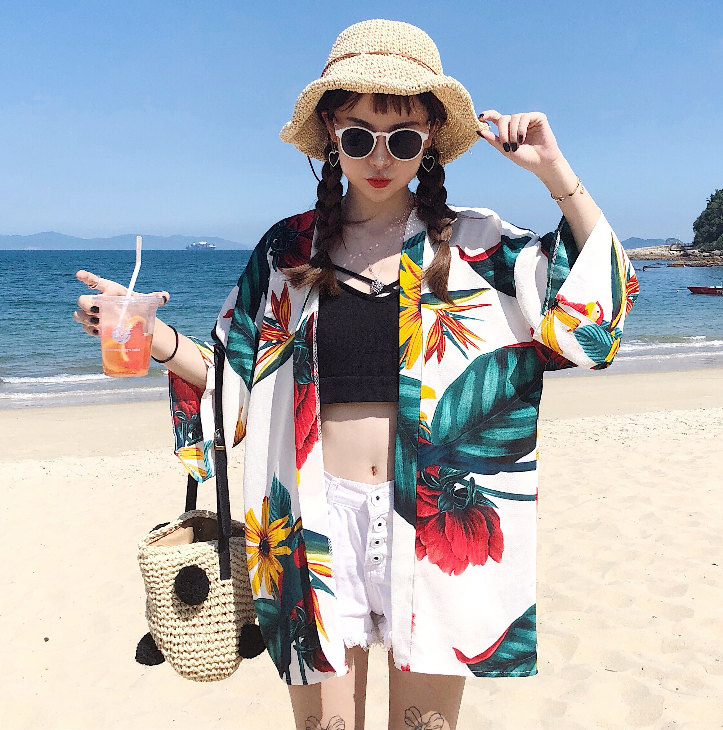 Sunscreen women's jacket Summer short loot loose shawl outside a shirt Thai seaside holiday beach sunscreen sunscreen