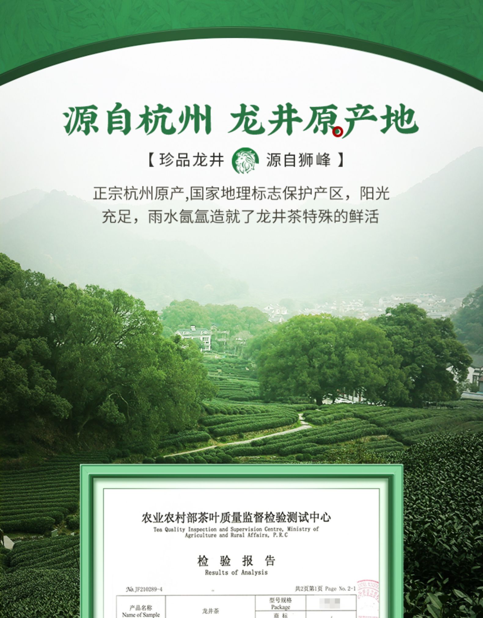 狮峰牌 雨前浓香龙井茶 250g 图16