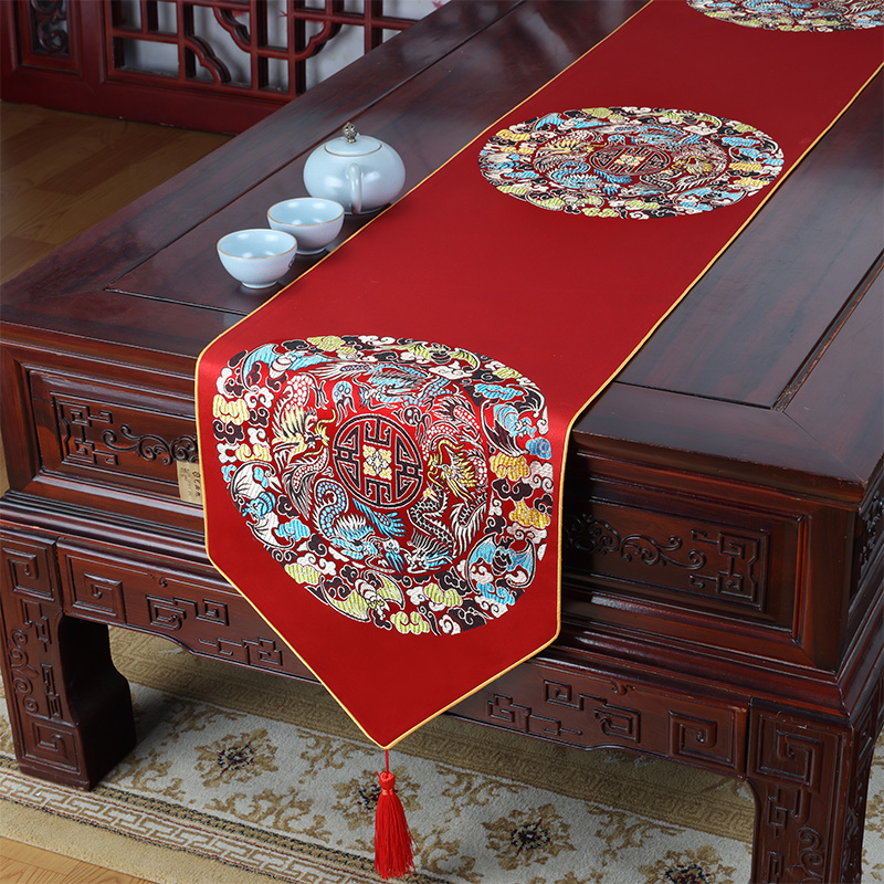 Yibixu 中国錦ファッショナブルなお祝いテーブルフラグシンプルな牧歌的なダイニングテーブルテーブルクロスコーヒーテーブル生地リッチベッドフラグ