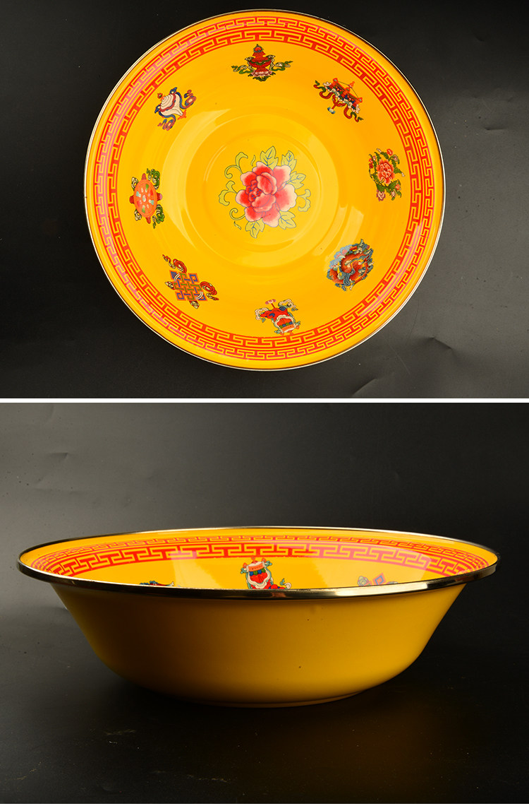 Таз 藏式八吉祥搪瓷洗脸盆 搪瓷洗手盆 净水盆送上师新款特价包邮 Beasts of burden